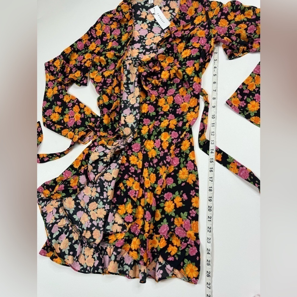 NWT Topshop Rose Ruffle Wrap Mini Dress Size 10 - Picture 10 of 13
